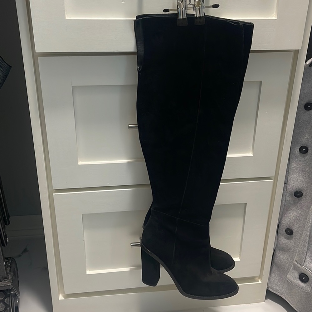 Gianni Bini Over the Knee Black Suede Boots Size 8.5W